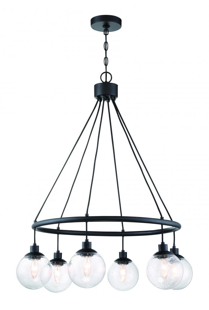 Que 6 Light Chandelier in Flat Black