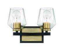 Craftmade 56902-FBSB - Avante Grand 2 Light Vanity in Flat Black/Satin Brass