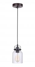 Craftmade 53691-FBDT - Foxwood 1 Light Mini Pendant in Flat Black/Dark Teak