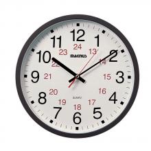  22502-BK - 12/24 Hour Clock, Black, Sweep Style Second Hand, Glass Face