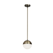  DAY-71P-AB - 1 Light Halogen Pendant, Antique Brass Finish with White Glass