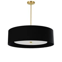  HEL-304P-AGB-BW - 4 Light Incandescent Pendant Aged Brass Black Shade with White Diffuser