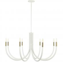  WAN-388C-SW-AGB - 8 Light Incandescent Chandelier Sand White & Aged Brass