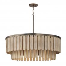 Capital Canada 355661DR - 6-Light Pendant in Dark Brass with Handcrafted Mango Wood in Nordic Grey Stain