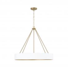 Capital Canada 453041RE - 4-Light Modern Circular Metal Chandelier in Matte White with Painted Matte Brass Interior