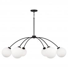 Capital Canada 457161BI-557 - 6-Light Chandelier in Matte Black with Soft White Glass Globes