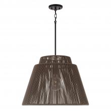 Capital Canada 956311UK - 1-Light Indoor Outdoor Pendant in Matte Black and Hand-wrapped Umber Resin Rope