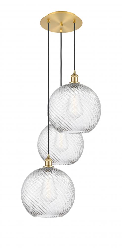 Athens Twisted Swirl - 3 Light - 18 inch - Satin Gold - Cord hung - Multi Pendant