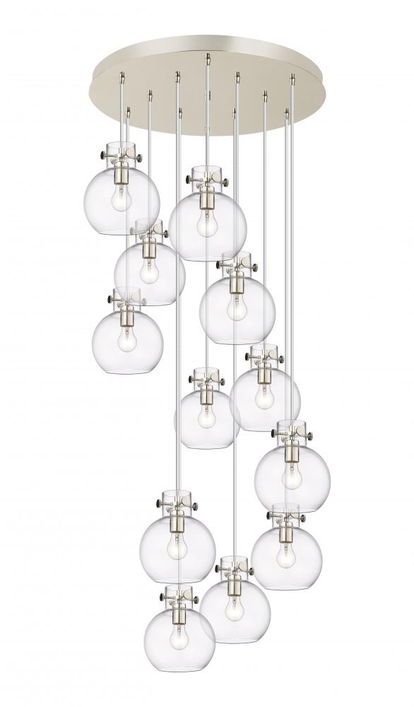 Newton Sphere - 12 Light - 27 inch - Polished Nickel - Cord hung - Multi Pendant