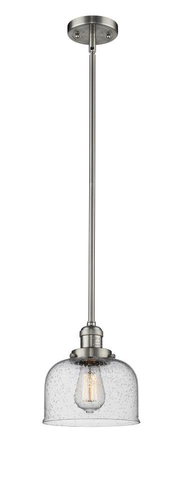 Bell - 1 Light - 8 inch - Brushed Satin Nickel - Stem Hung - Mini Pendant