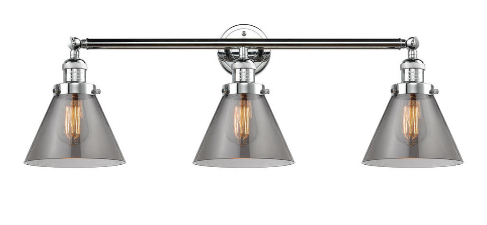 Cone - 3 Light - 32 inch - Polished Chrome - Bath Vanity Light