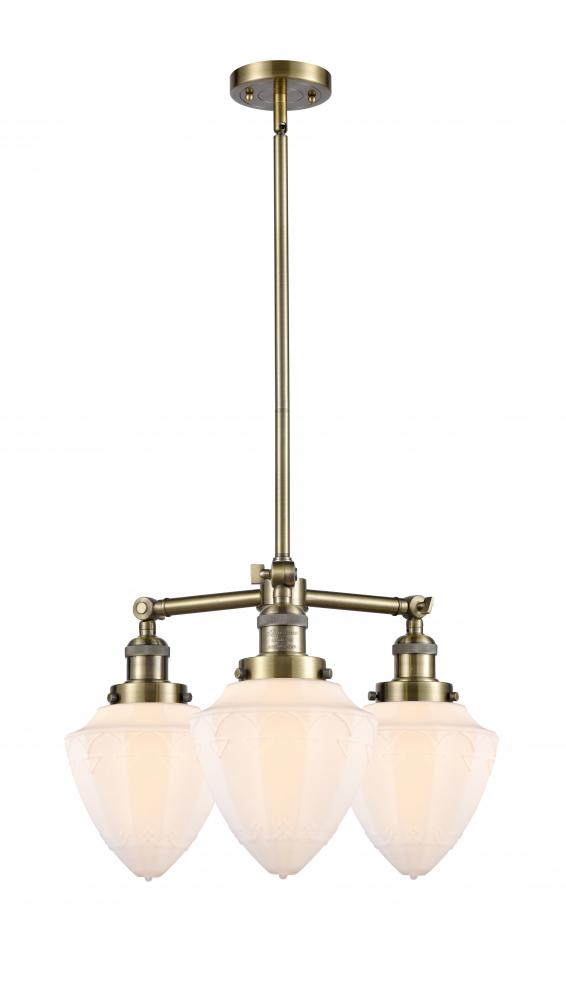 Bullet - 3 Light - 20 inch - Antique Brass - Stem Hung - Chandelier