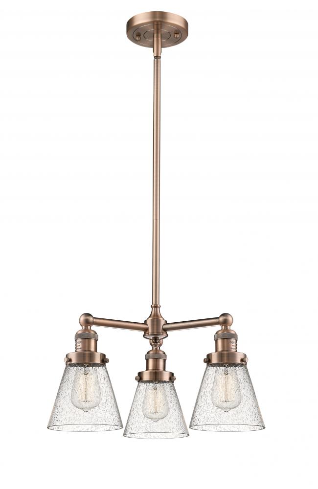 Cone - 3 Light - 19 inch - Antique Copper - Stem Hung - Chandelier