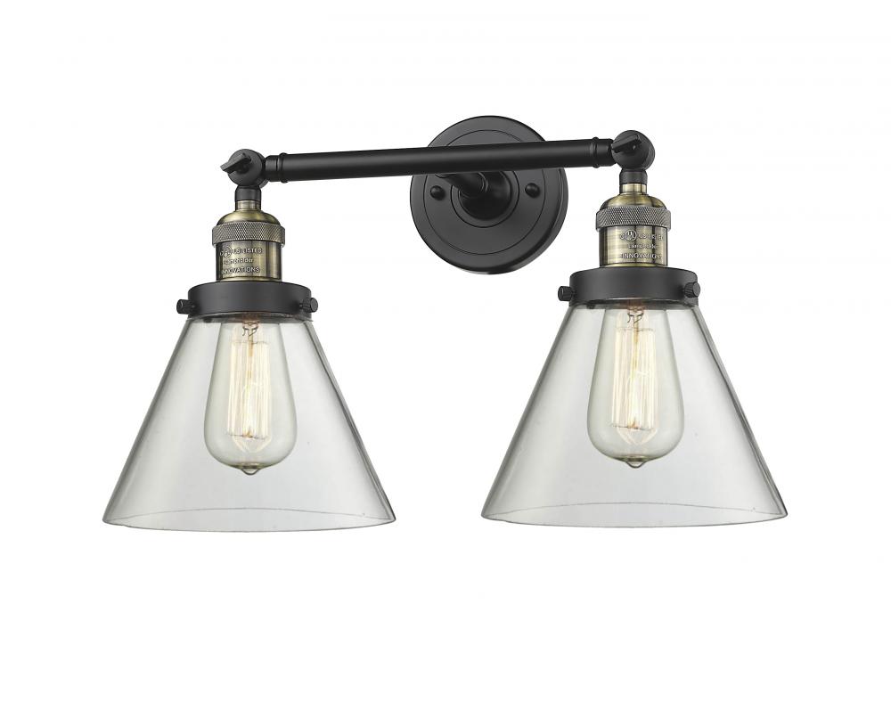 Cone - 2 Light - 18 inch - Black Antique Brass - Bath Vanity Light