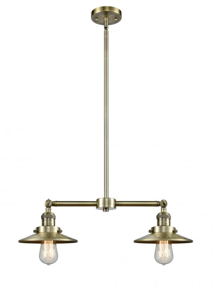 Railroad - 2 Light - 21 inch - Antique Brass - Stem Hung - Island Light