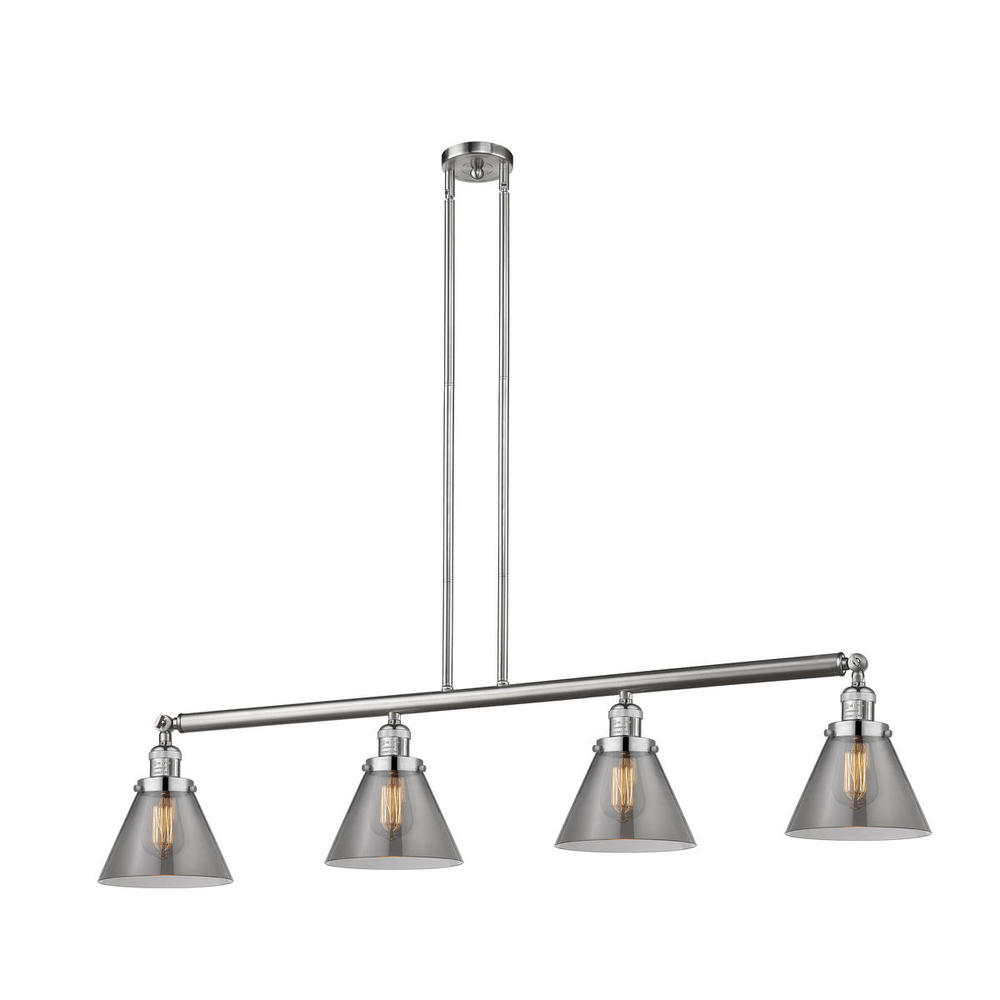 Cone - 4 Light - 52 inch - Brushed Satin Nickel - Stem Hung - Island Light