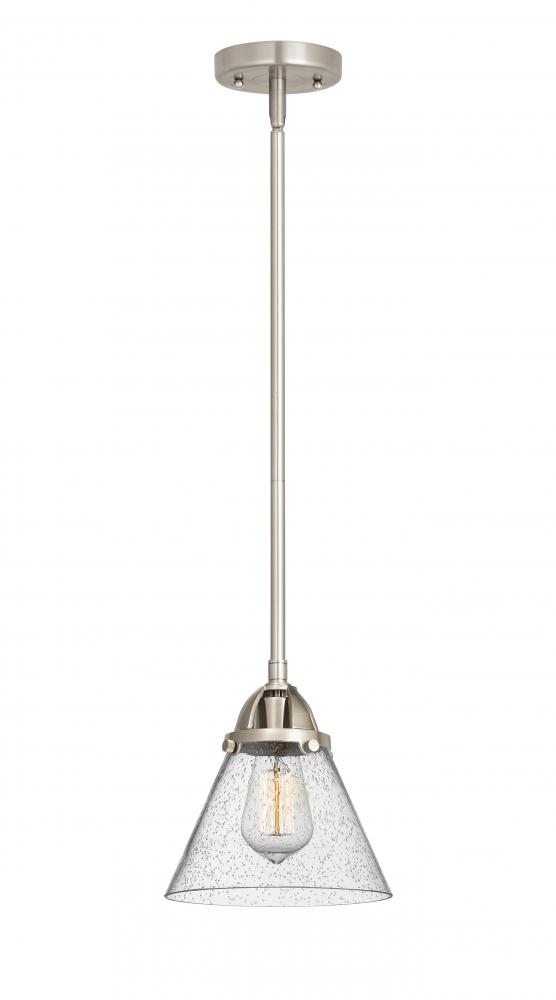 Cone - 1 Light - 8 inch - Brushed Satin Nickel - Cord hung - Mini Pendant