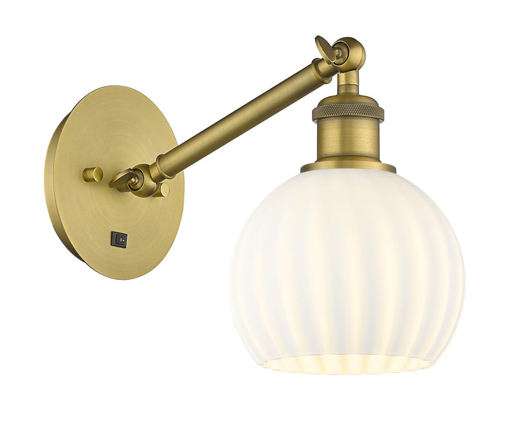 White Venetian - 1 Light - 6 inch - Brushed Brass - Sconce