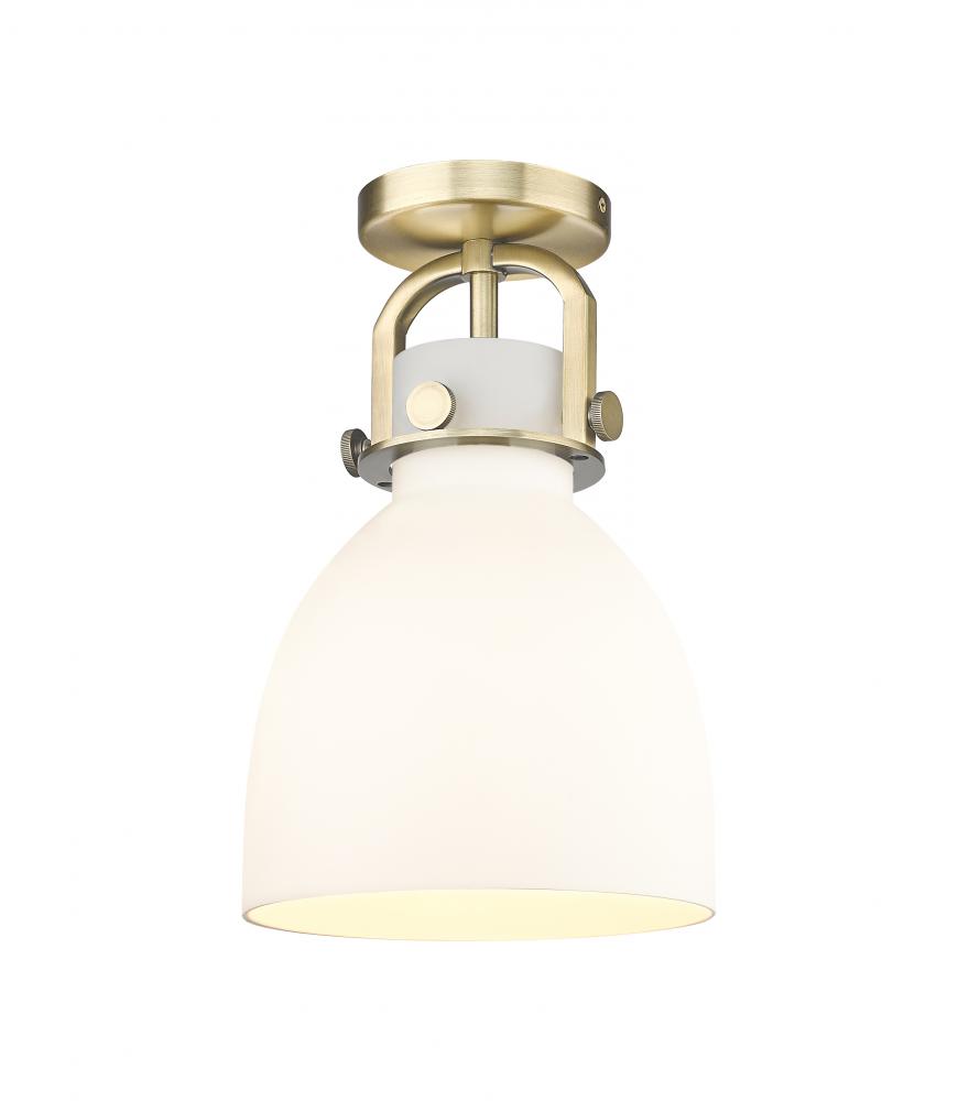 Newton Bell - 1 Light - 8 inch - Brushed Brass - Flush Mount