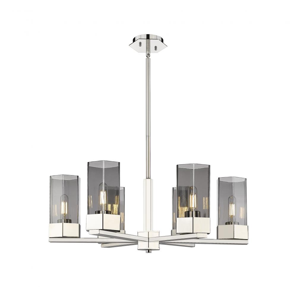 Claverack - 6 Light - 28 inch - Polished Nickel - Chandelier