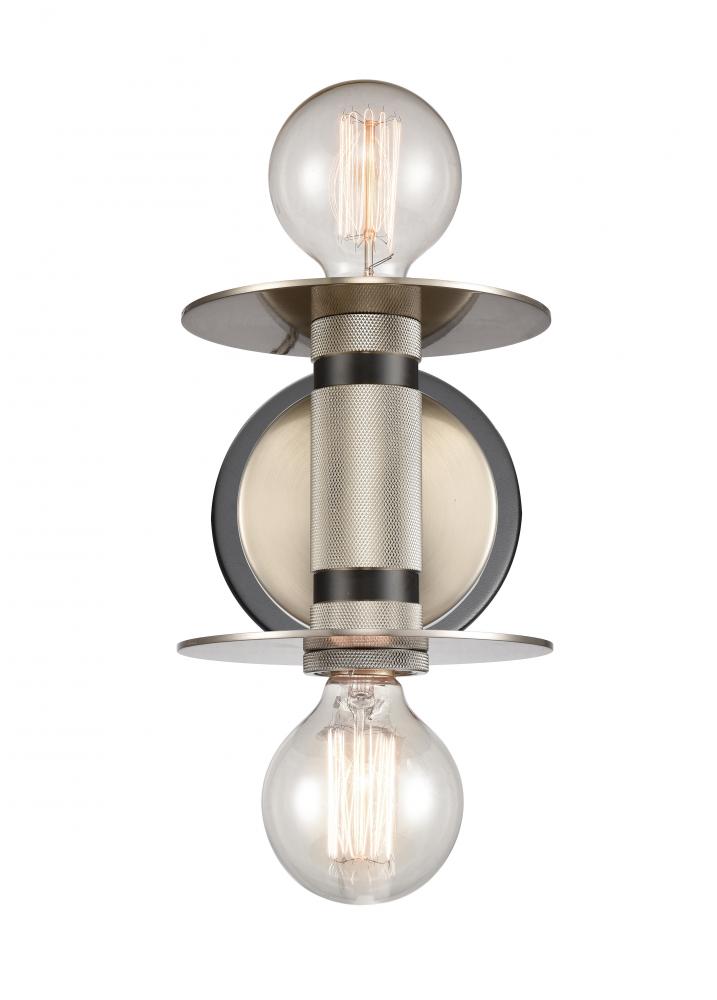 Aurora - 2 Light - 6 inch - Black Satin Nickel - Sconce