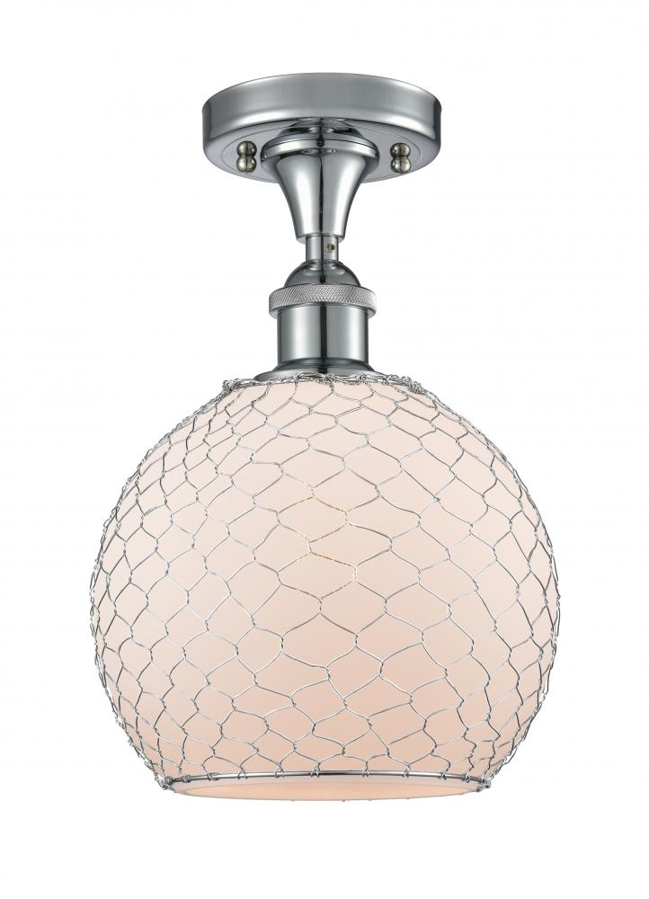 Farmhouse Chicken Wire - 1 Light - 8 inch - Polished Chrome - Semi-Flush Mount