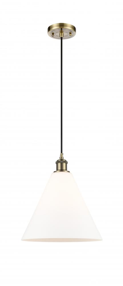 Berkshire - 1 Light - 12 inch - Antique Brass - Cord hung - Mini Pendant