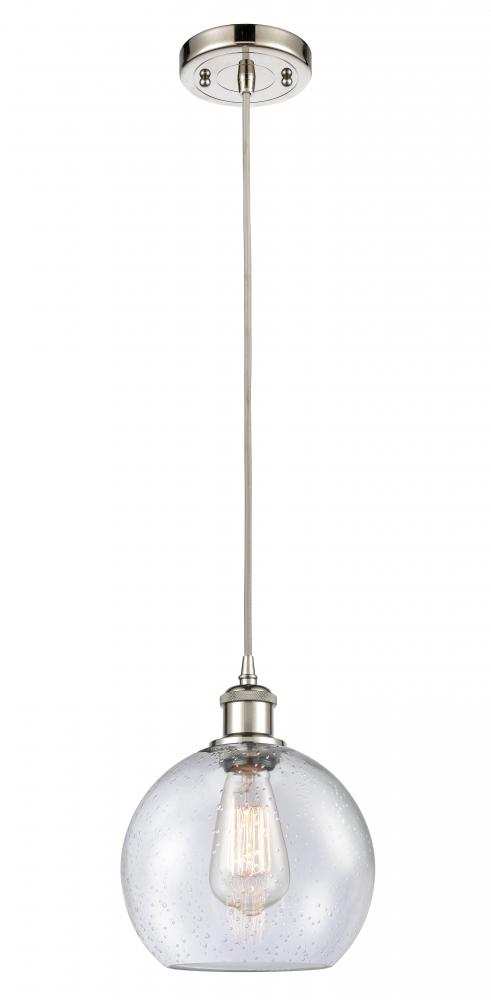 Athens - 1 Light - 8 inch - Polished Nickel - Cord hung - Mini Pendant