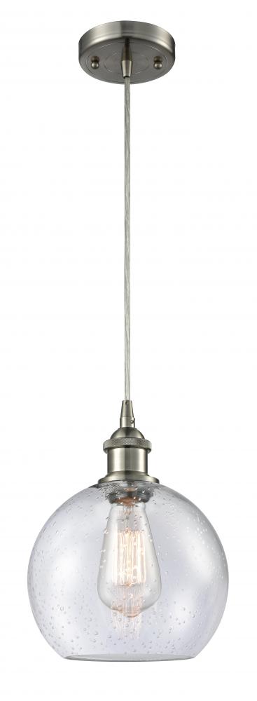 Athens - 1 Light - 8 inch - Brushed Satin Nickel - Cord hung - Mini Pendant