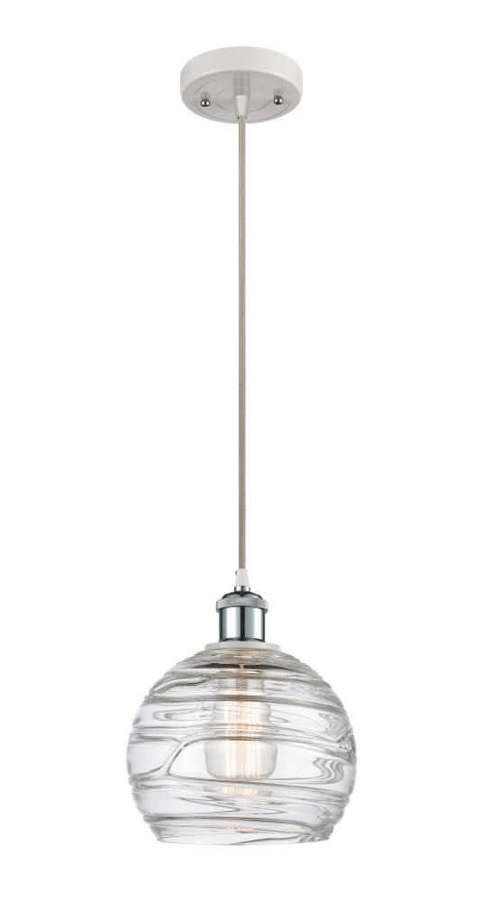 Athens Deco Swirl - 1 Light - 8 inch - White Polished Chrome - Cord hung - Mini Pendant