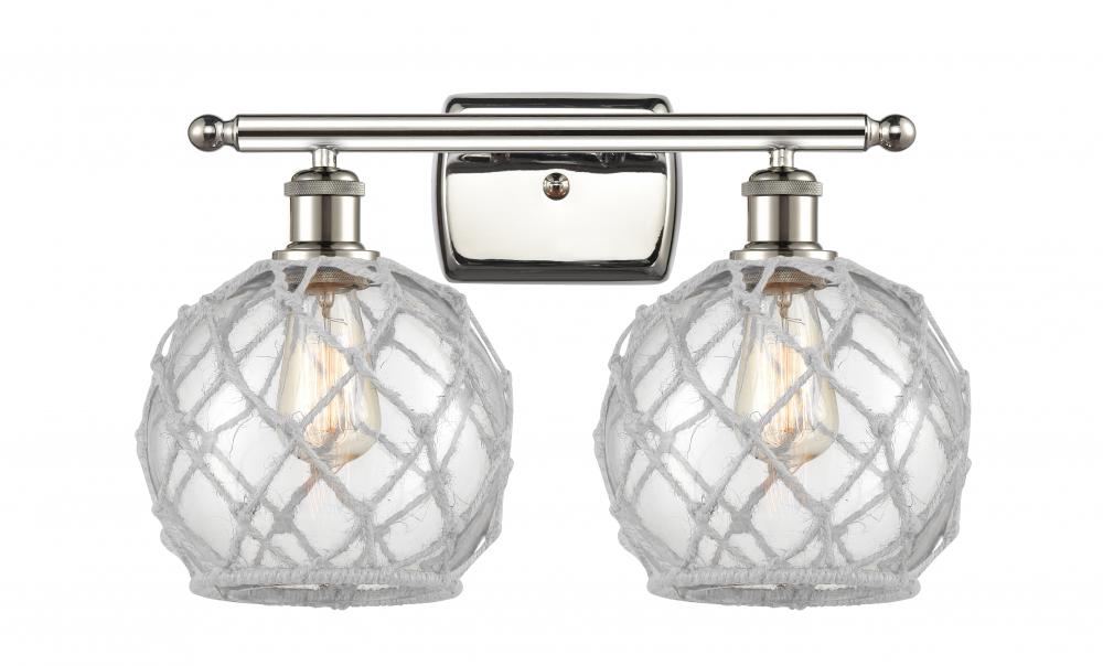 Farmhouse Rope - 2 Light - 18 inch - Polished Nickel - Bath Vanity Light