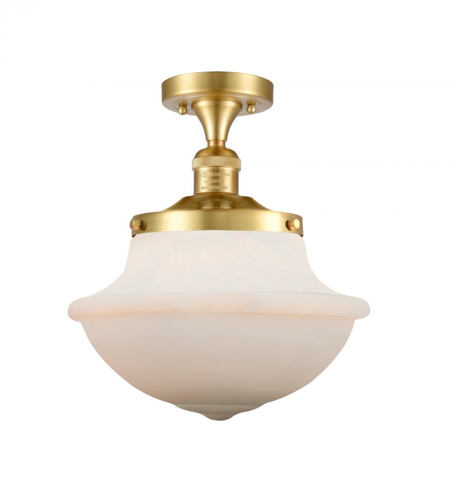 Oxford - 1 Light - 12 inch - Satin Gold - Semi-Flush Mount