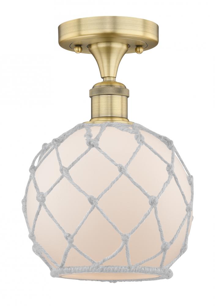 Farmhouse Rope - 1 Light - 8 inch - Brushed Brass - Semi-Flush Mount