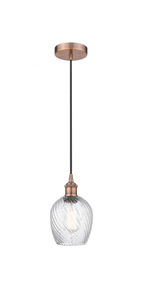 Salina - 1 Light - 6 inch - Antique Copper - Cord hung - Mini Pendant