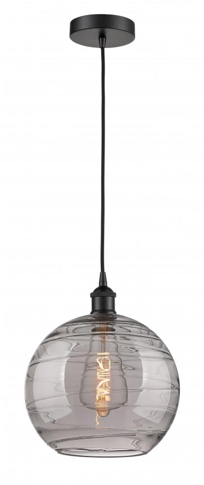 Athens Deco Swirl - 1 Light - 12 inch - Matte Black - Cord hung - Mini Pendant