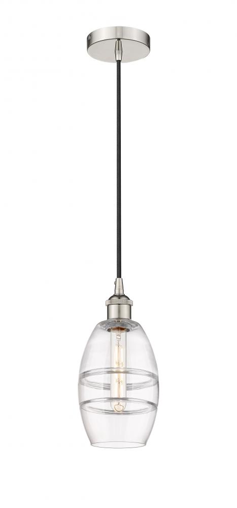 Vaz - 1 Light - 6 inch - Polished Nickel - Cord hung - Mini Pendant