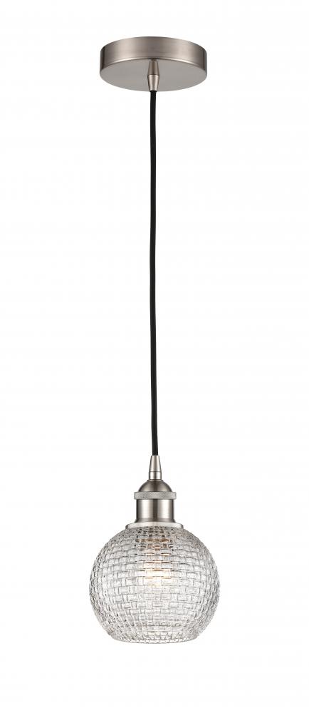 Athens - 1 Light - 6 inch - Brushed Satin Nickel - Cord hung - Mini Pendant