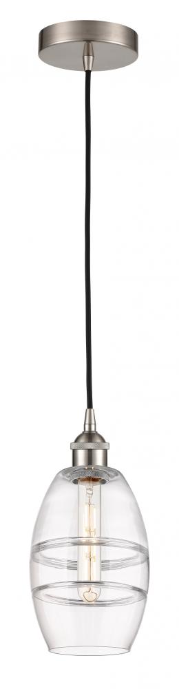 Vaz - 1 Light - 6 inch - Brushed Satin Nickel - Cord hung - Mini Pendant