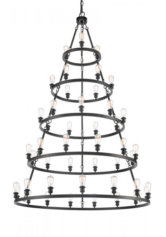 Saloon - 45 Light - 60 inch - Matte Black - Chain Hung - Chandelier