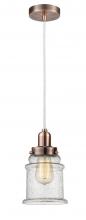  100AC-10W-0H-AC-G184 - Whitney - 1 Light - 8 inch - Antique Copper - Cord hung - Mini Pendant