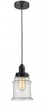 Innovations Lighting 100BK-10BW-0H-BK-G184 - Whitney - 1 Light - 8 inch - Matte Black - Cord hung - Mini Pendant