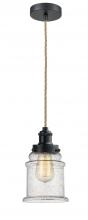 Innovations Lighting 100BK-10RE-1H-BK-G184 - Edison - 1 Light - 8 inch - Matte Black - Cord hung - Mini Pendant