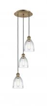  113B-3P-AB-G442 - Brookfield - 3 Light - 12 inch - Antique Brass - Cord Hung - Multi Pendant