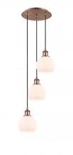  113B-3P-AC-G121-6 - Athens - 3 Light - 12 inch - Antique Copper - Cord Hung - Multi Pendant