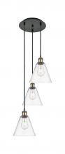 Innovations Lighting 113B-3P-BAB-GBC-82 - Berkshire - 3 Light - 15 inch - Black Antique Brass - Cord Hung - Multi Pendant