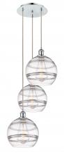  113B-3P-PC-G556-10CL - Rochester - 3 Light - 17 inch - Polished Chrome - Cord hung - Multi Pendant