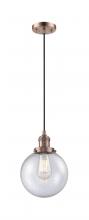  201C-AC-G204-8 - Beacon - 1 Light - 8 inch - Antique Copper - Cord hung - Mini Pendant