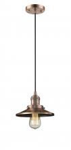  201C-AC-M3 - Railroad - 1 Light - 8 inch - Antique Copper - Cord hung - Mini Pendant