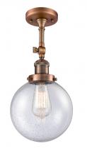  201F-AC-G204-8 - Beacon - 1 Light - 8 inch - Antique Copper - Semi-Flush Mount