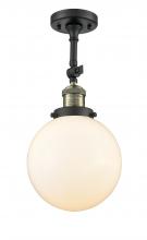  201F-BAB-G201-8 - Beacon - 1 Light - 8 inch - Black Antique Brass - Semi-Flush Mount